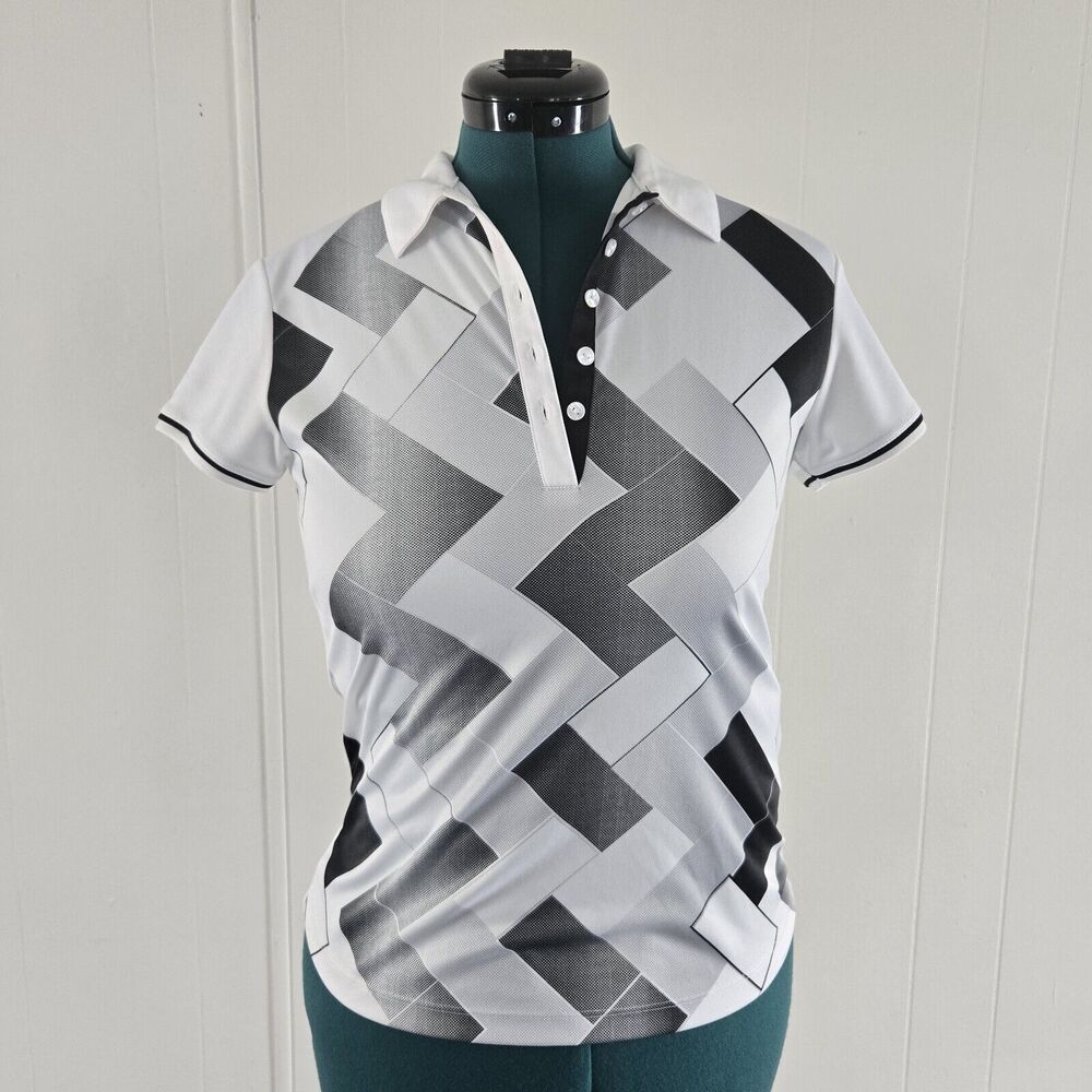 Callaway White/Gray Womens Golf‎ Polo NWT Size S Opti-dri V-Neck Retail $65